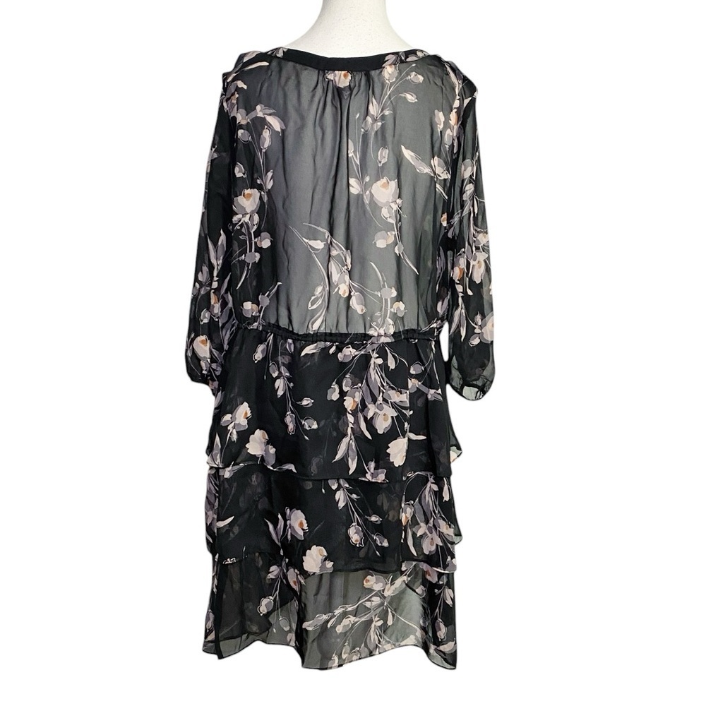 Lauren Conrad Whimsigoth Floral Black Sheer Overlay Mini Long Sleeve Dress - Picture 2 of 16